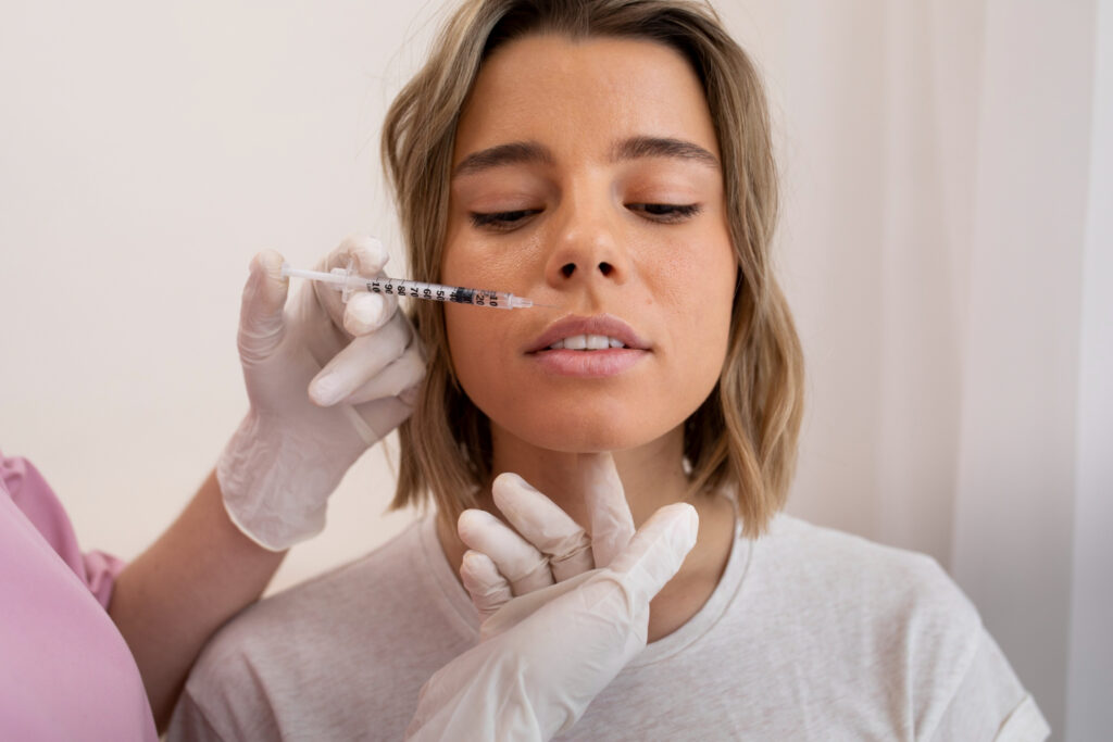 Dermal filler smile line patient