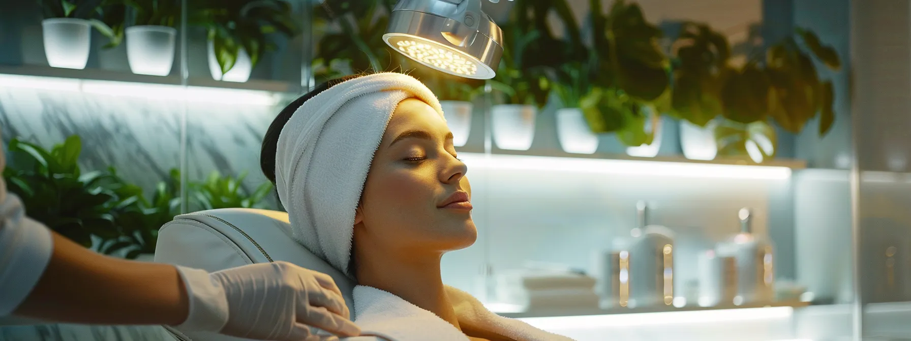 a client at lemel med spa receiving a personalized botox treatment plan, surrounded by a calming, modern spa environment.