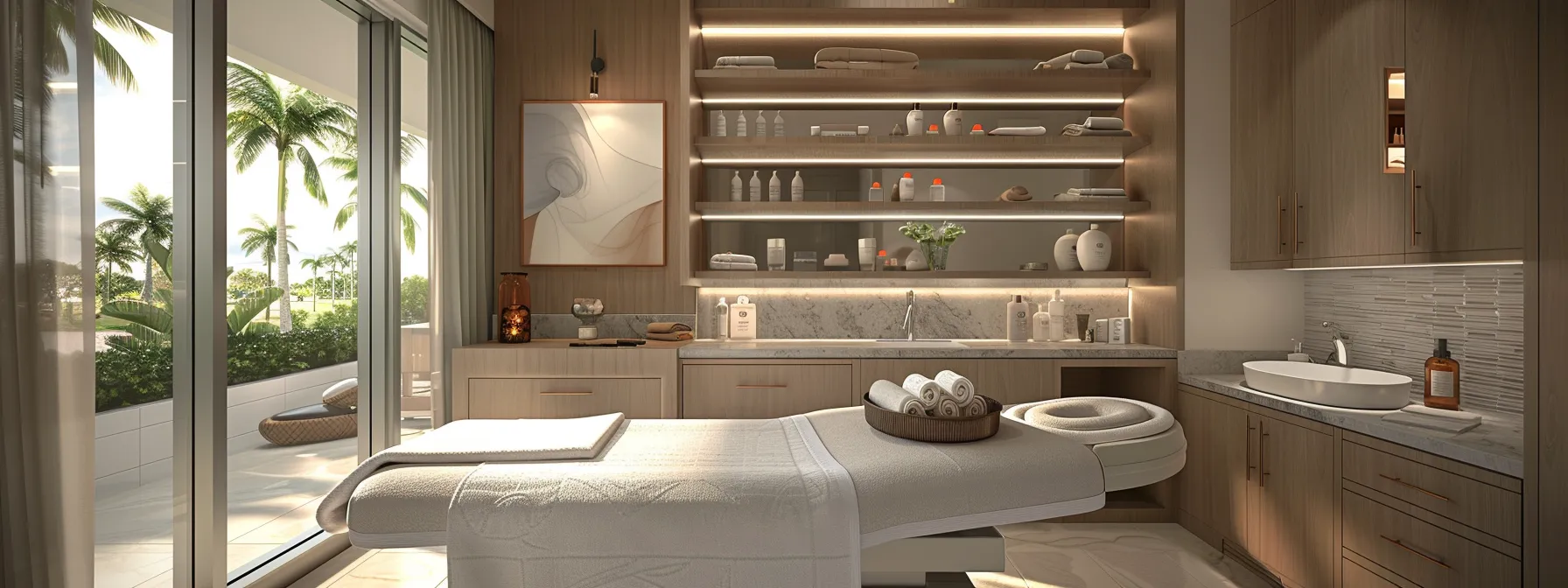 a serene spa room filled with cutting-edge facial rejuvenation equipment at lemel medical spa in surfside, florida.