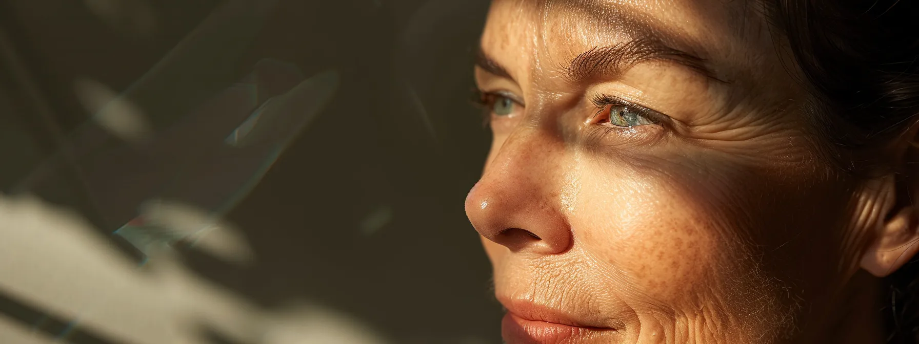 a serene woman with a natural glow, confidently showcasing her smooth, wrinkle-free complexion post-botox treatment.