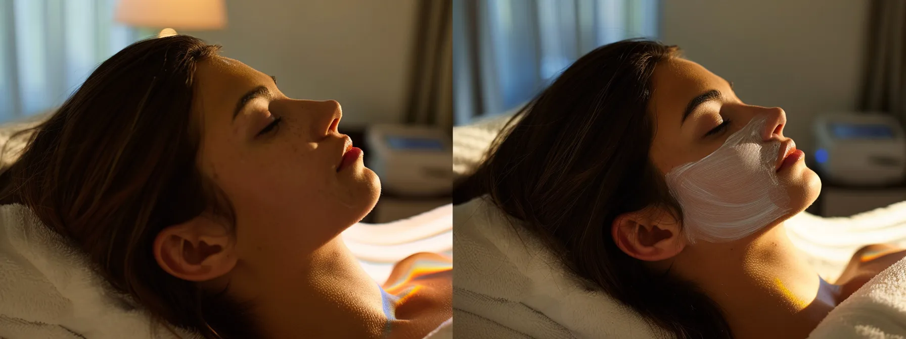 a woman receiving a luxurious hydrafacial treatment at lemel medical spa, with a bright, glowing complexion and a look of relaxation.
