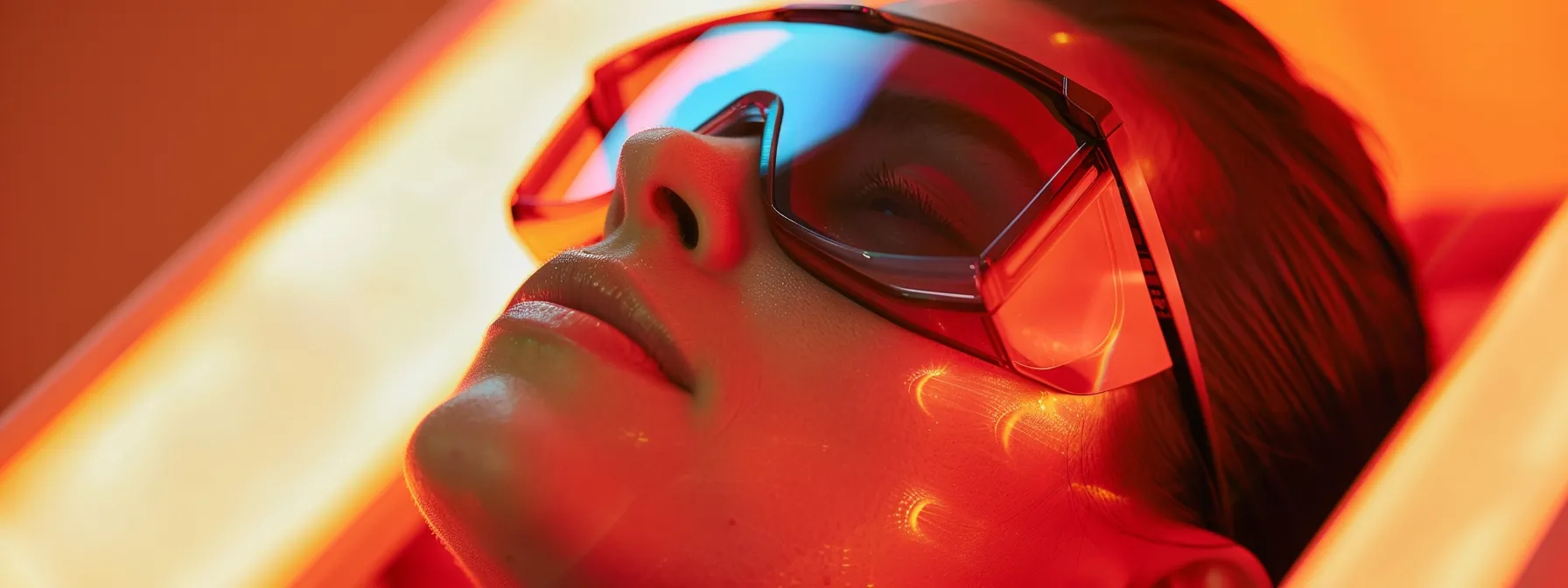 a woman receiving a rejuvenating laser treatment at lemel medical spa, with a radiant glow on her skin.