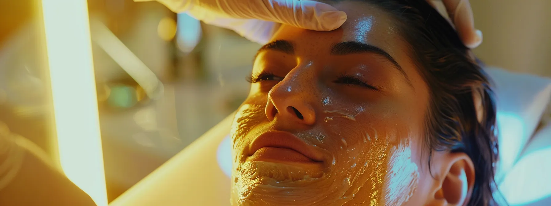 a woman with radiant, glowing skin receiving a chemical peel treatment at lemel med spa.