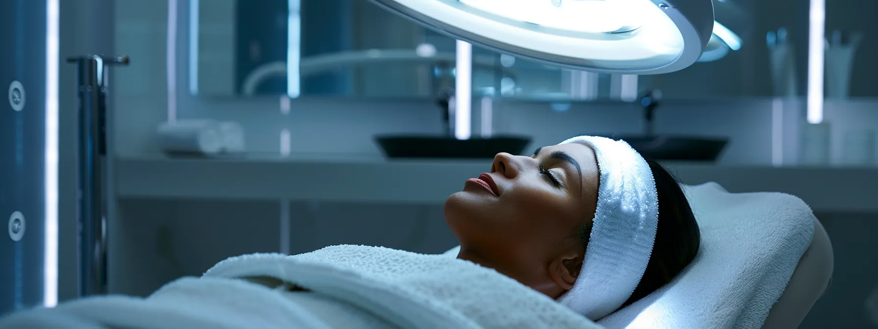 in a sleek, modern spa setting in miami, a client undergoes a transformative skin rejuvenation treatment using cutting-edge technology.
